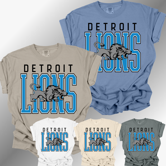 Detroit Football Retro Logo - Comfort Colors Tee (Adult)