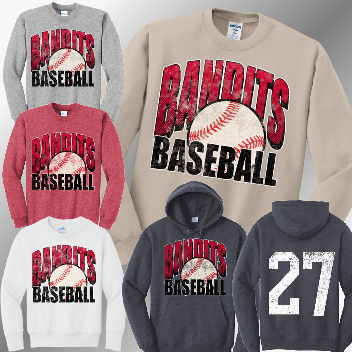 Bay City Bandits - Grunge Baseball Sweatshirt (Adult)