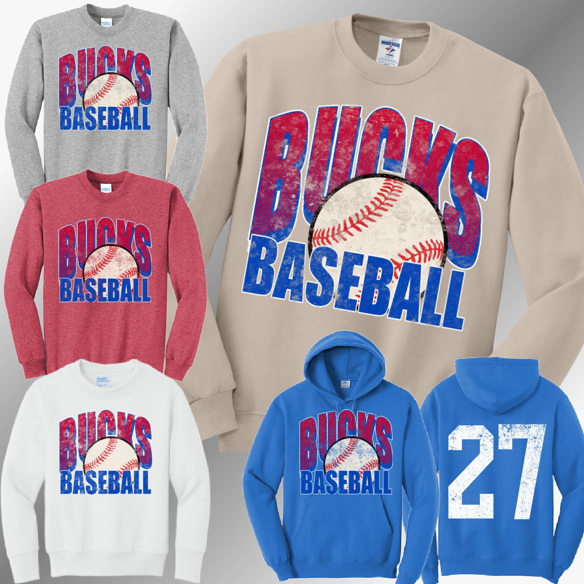 Bay Area Bucks - Grunge Baseball Sweatshirt (Adult)