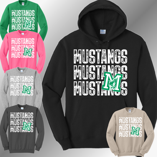 MacGregor Mustangs - Repeating Mascot Basic Sweatshirt (Youth & Adult)