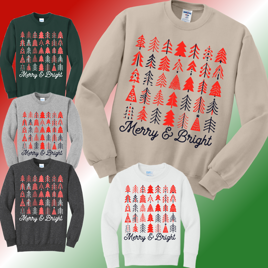 Merry & Bright Trees Basic Crewneck (Adult)