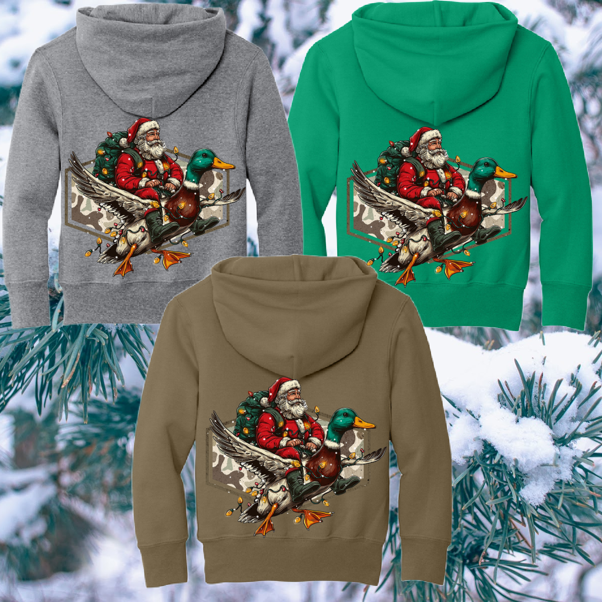 Great Lakes Boys - Santa Riding Duck Hooded Sweatshirt (Youth & Adult)