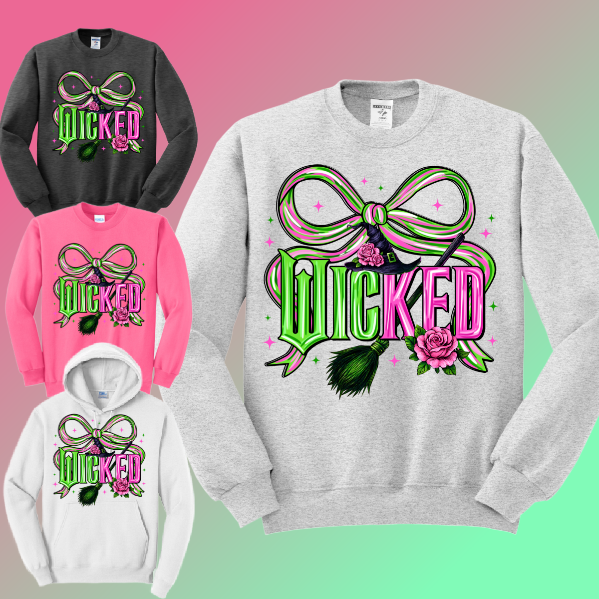 W!cked with Bow Basic Sweatshirt (Adult)