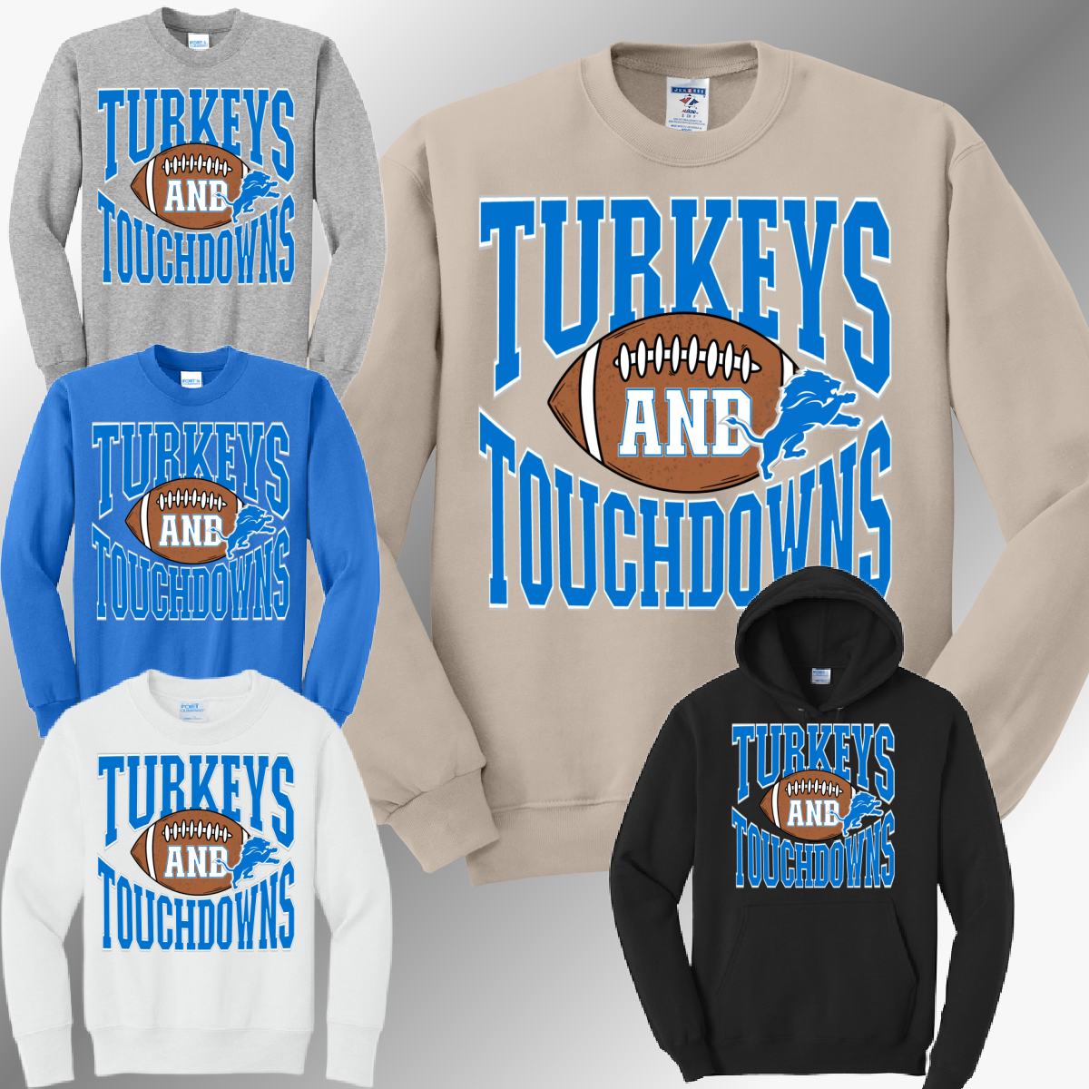 Detroit Football Turkeys & Touchdowns - Basic Sweatshirt (Adult)
