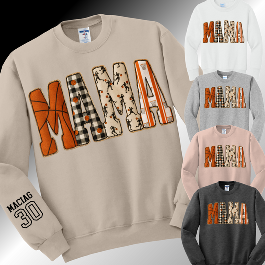 Basketball Mama with Sleeve Detail - Basic Sweatshirt (Adult)