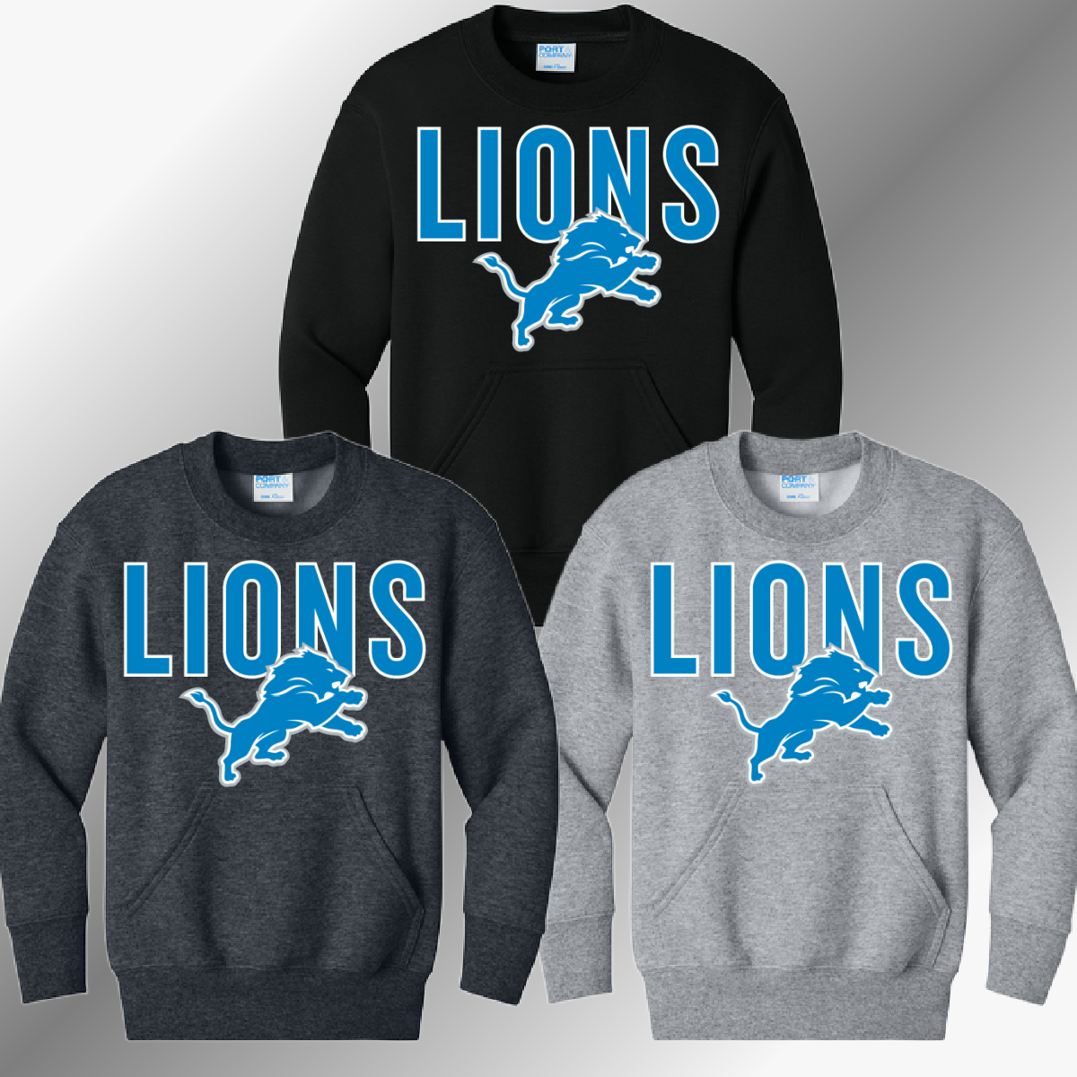 Detroit Football Oversized Logo - Pocketed Crewneck (Youth)