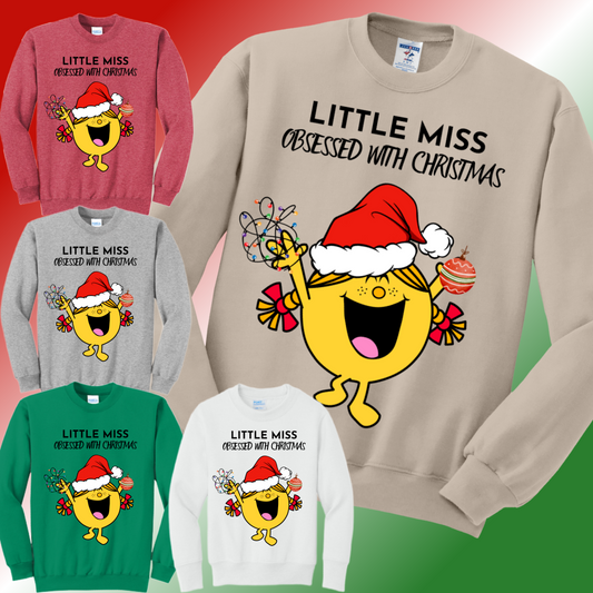 Little Miss Obsessed With Christmas Basic Sweatshirt (Adult)