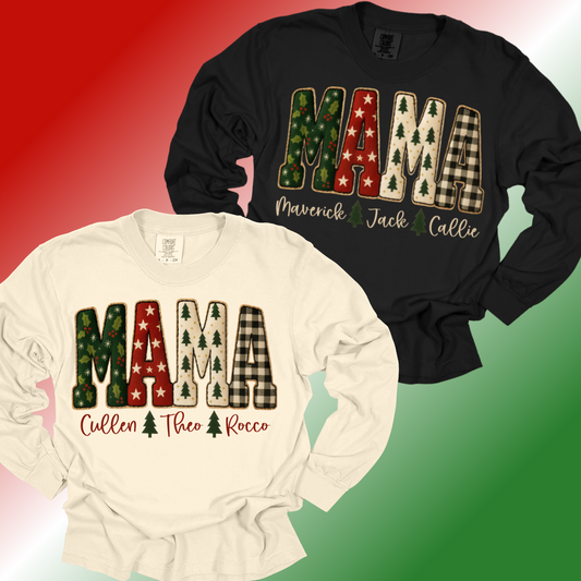 Personalized Christmas Mama/Nana - Comfort Colors Tee (Adult)