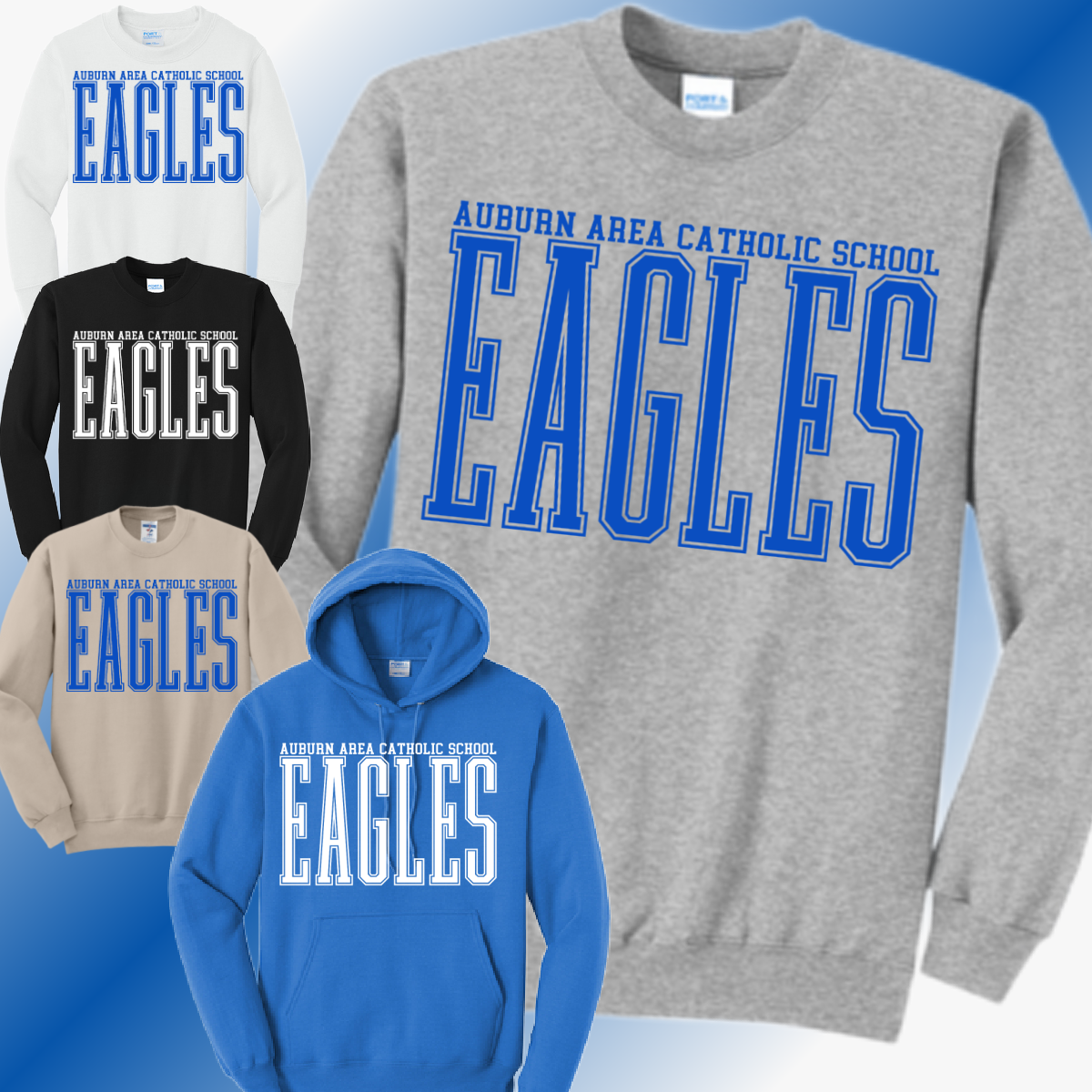 AACS Eagles - Tall Font Basic Sweatshirt (Youth & Adult)
