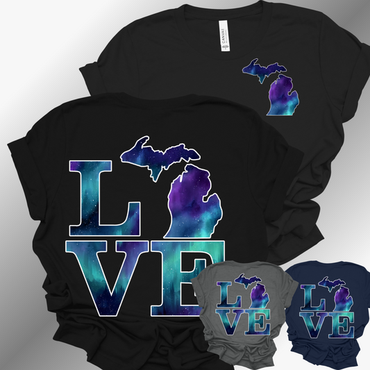 Michigan LOVE Northern Lights - Bella Canvas Tee (Adult)