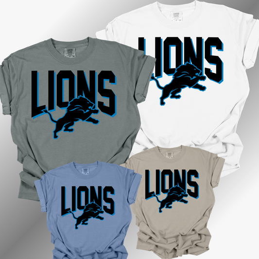 Detroit Football - Black Offset Comfort Colors Tee (Adult)