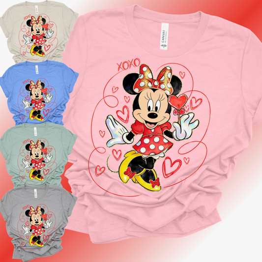 Valentines Day - Girl Mouse Bella Canvas Tee (Adult)