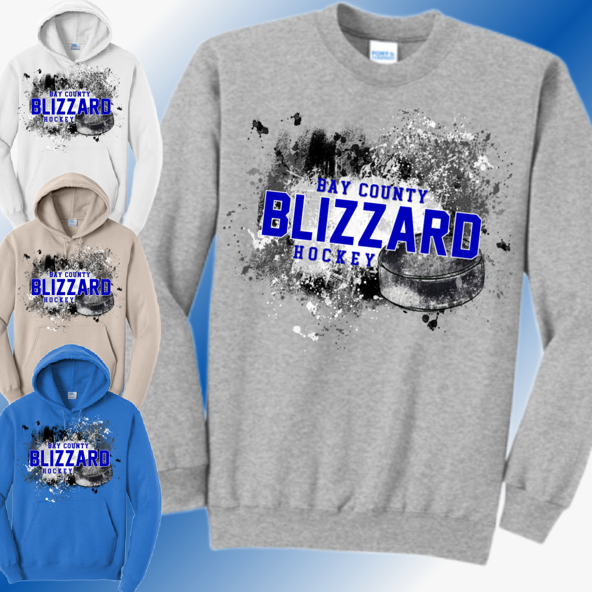 Bay County Blizzard - Splatter Puck Pattern Sweatshirt (Youth & Adult)