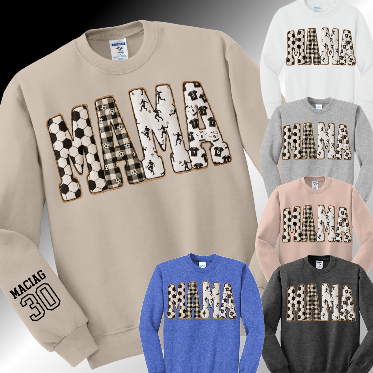 Soccer Mama with Sleeve Detail - Basic Sweatshirt (Adult)