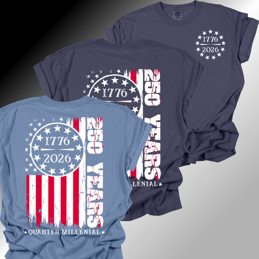 America/USA 250 Years Back Flag - Comfort Colors Tee (Adult)