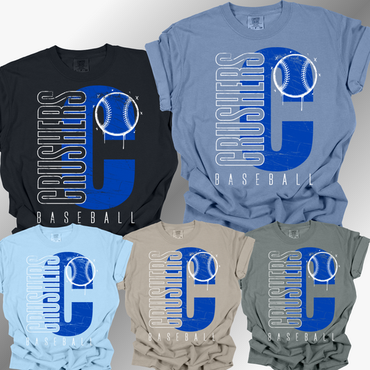 Crushers Baseball - Initial Comfort Colors Tee (Adult)