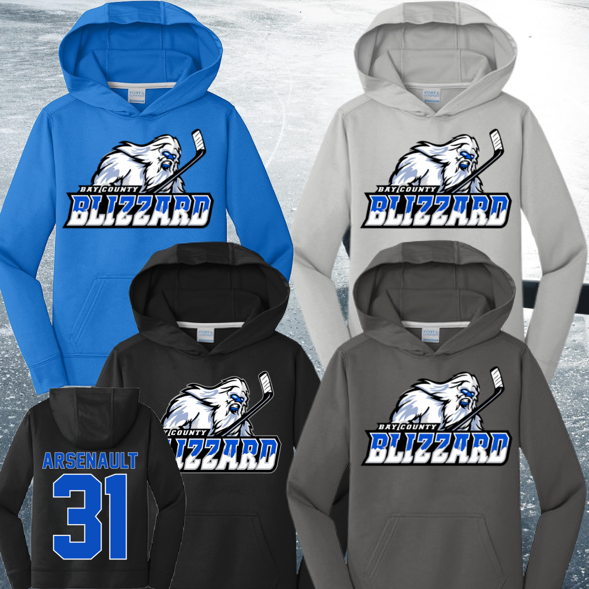 Bay County Blizzard - Logo Performance Hoodie (Youth & Adult)