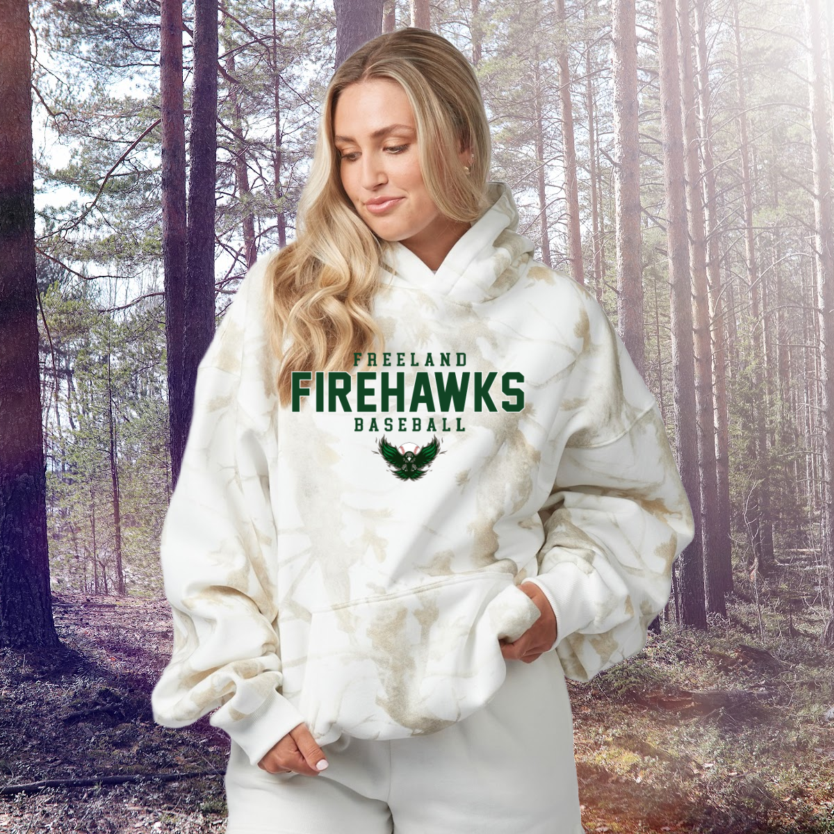 Freeland Firehawks - White Oak Camo Hoodie (Adult)