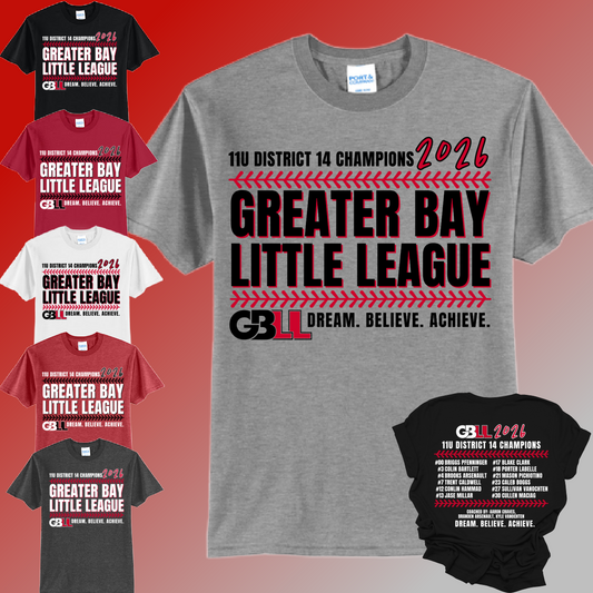 GBLL 2026 10u/11u/12u District Champs - Basic Tee (Toddler, Youth & Adult)