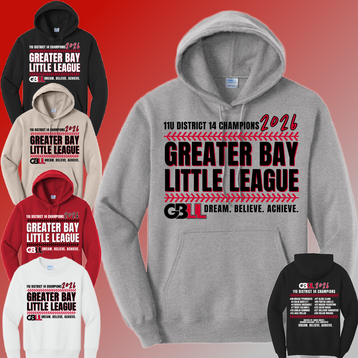 GBLL 2026 10u/11u/12u District Champs - Basic Sweatshirt (Youth & Adult)