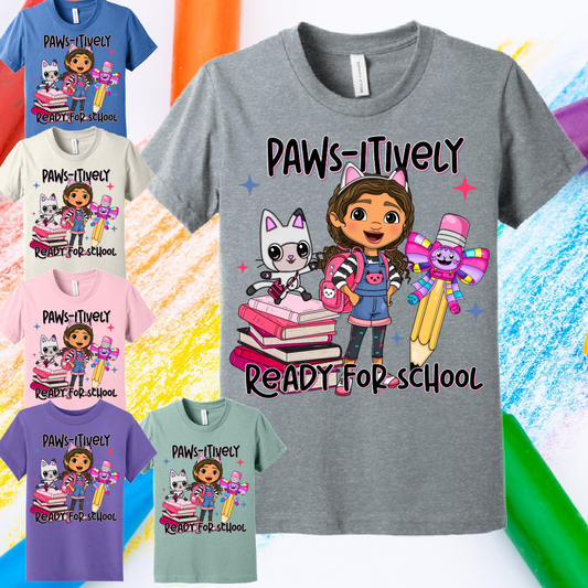 Paws-Itively Ready For School -  Bella Tee (Toddler & Youth)