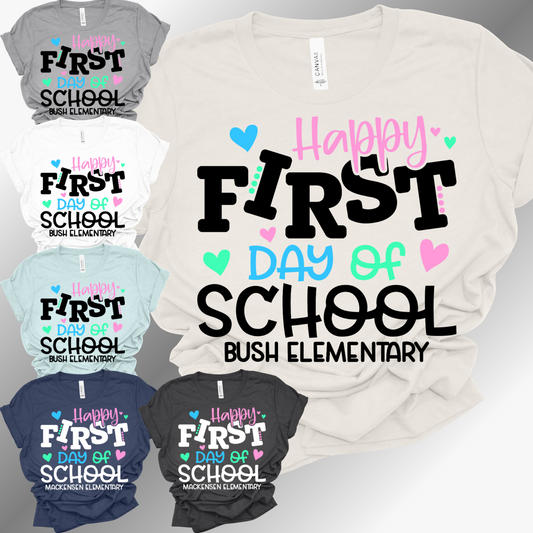 Happy First Day of School Hearts - Bella Tee (Youth & Adult)