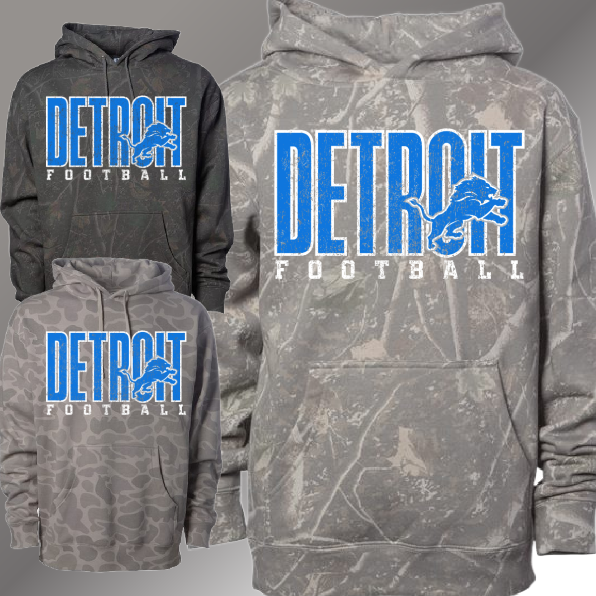 Detroit Football -  Camouflage Hoodie (Youth & Adult)
