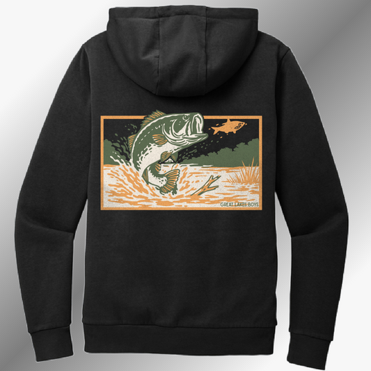 Great Lakes Boys - Bass Fish Heavyweight Hoodie - Black (Adult)