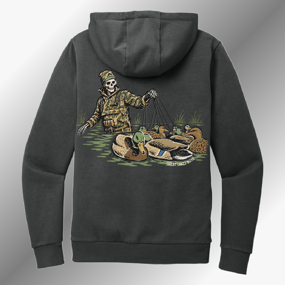Great Lakes Boys - Duck Hunting Skeleton Heavyweight Hoodie - Graphite (Adult)