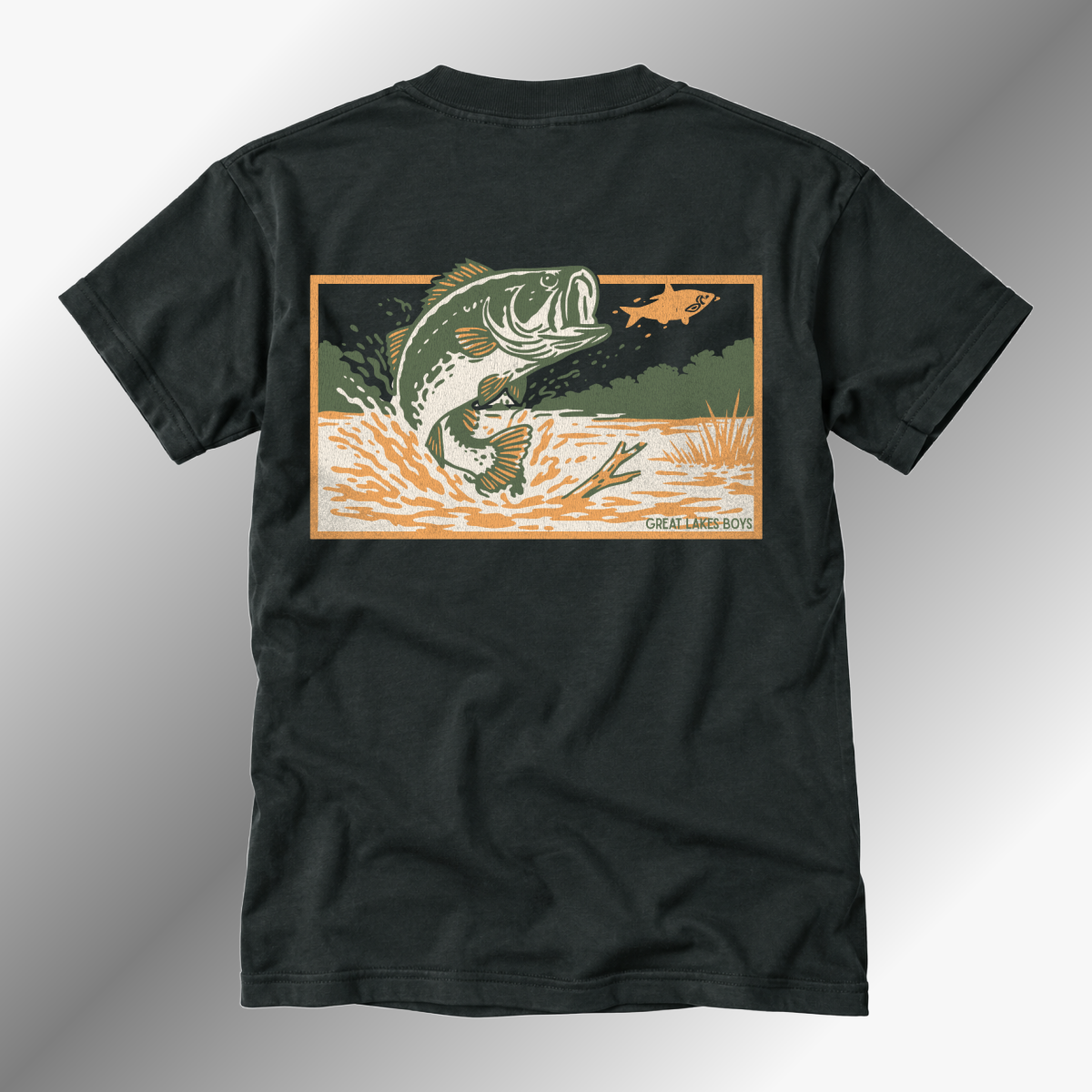 Great Lakes Boys - Bass Fish Beach Wash Tee - Black (Youth & Adult)