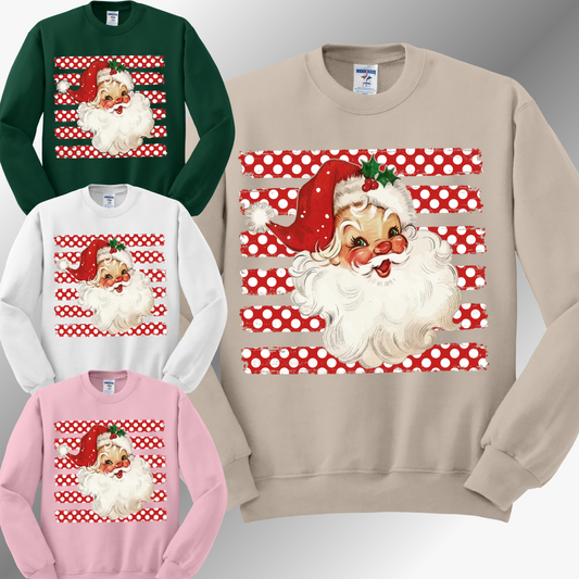 Polka Dot Striped Santa - Sweatshirt