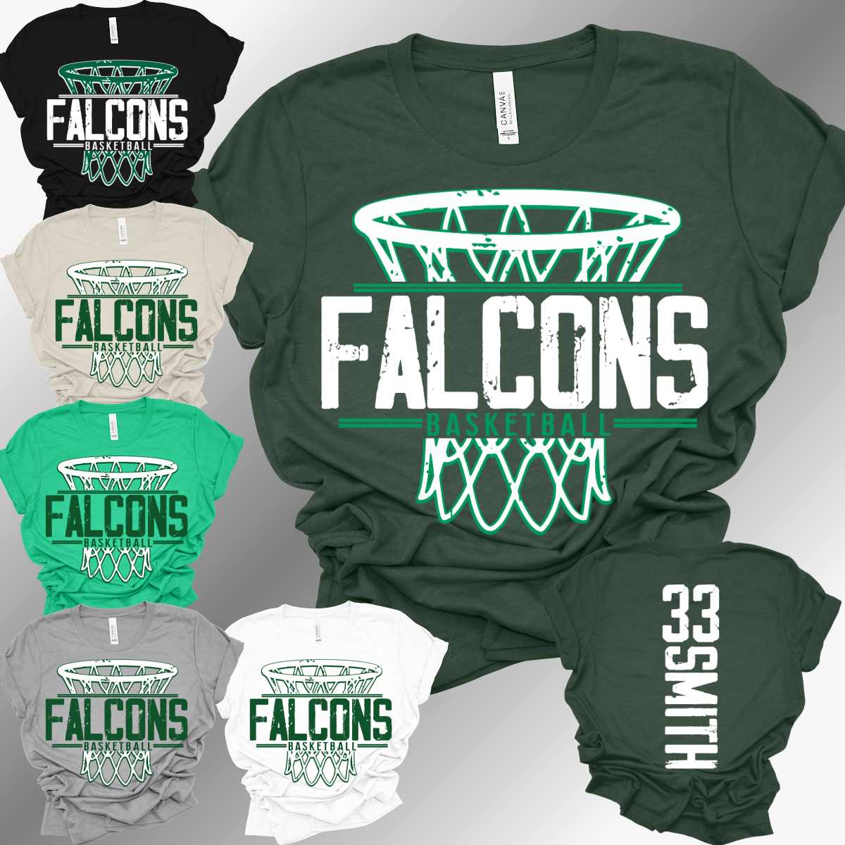 Freeland Falcons Basketball  - Bella Canvas Tee (Toddler, Youth & Adult)