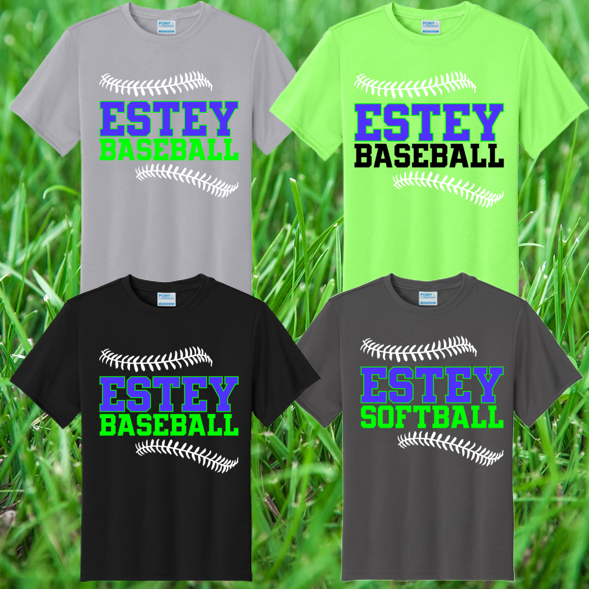 Estey Baseball - Stitches Logo Performance Tee (Youth & Adult)