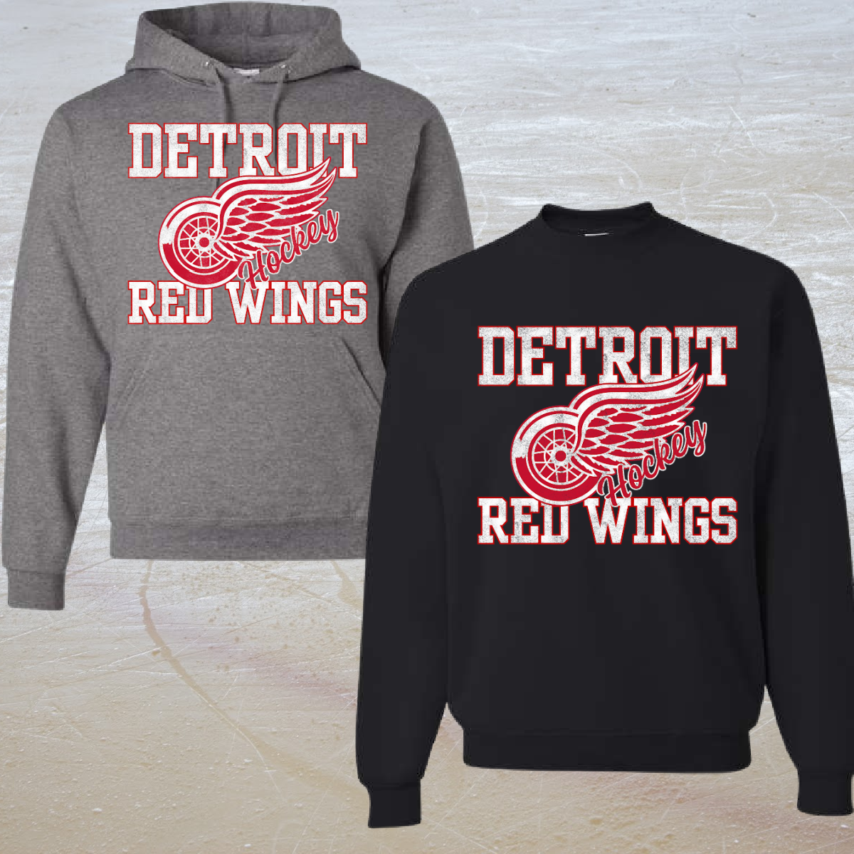 Distressed Detroit Hockey Sweatshirt (Youth & Adult)