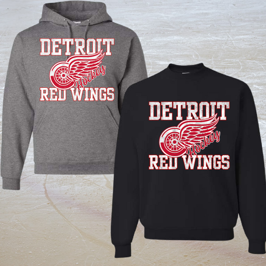 Distressed Detroit Hockey Sweatshirt (Youth & Adult)