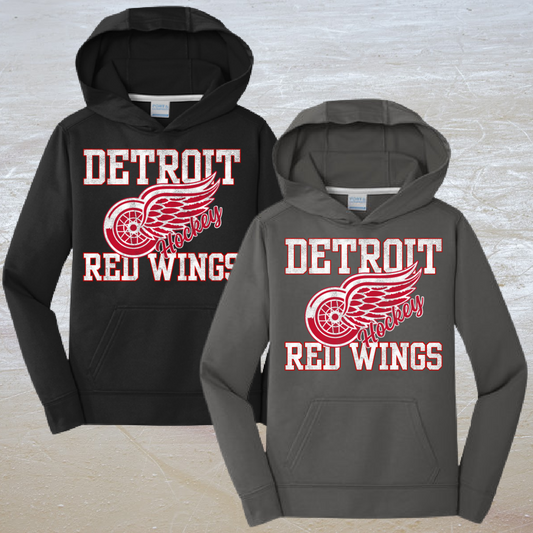 Distressed Detroit Hockey Dri Fit Hoodie (Youth & Adult)