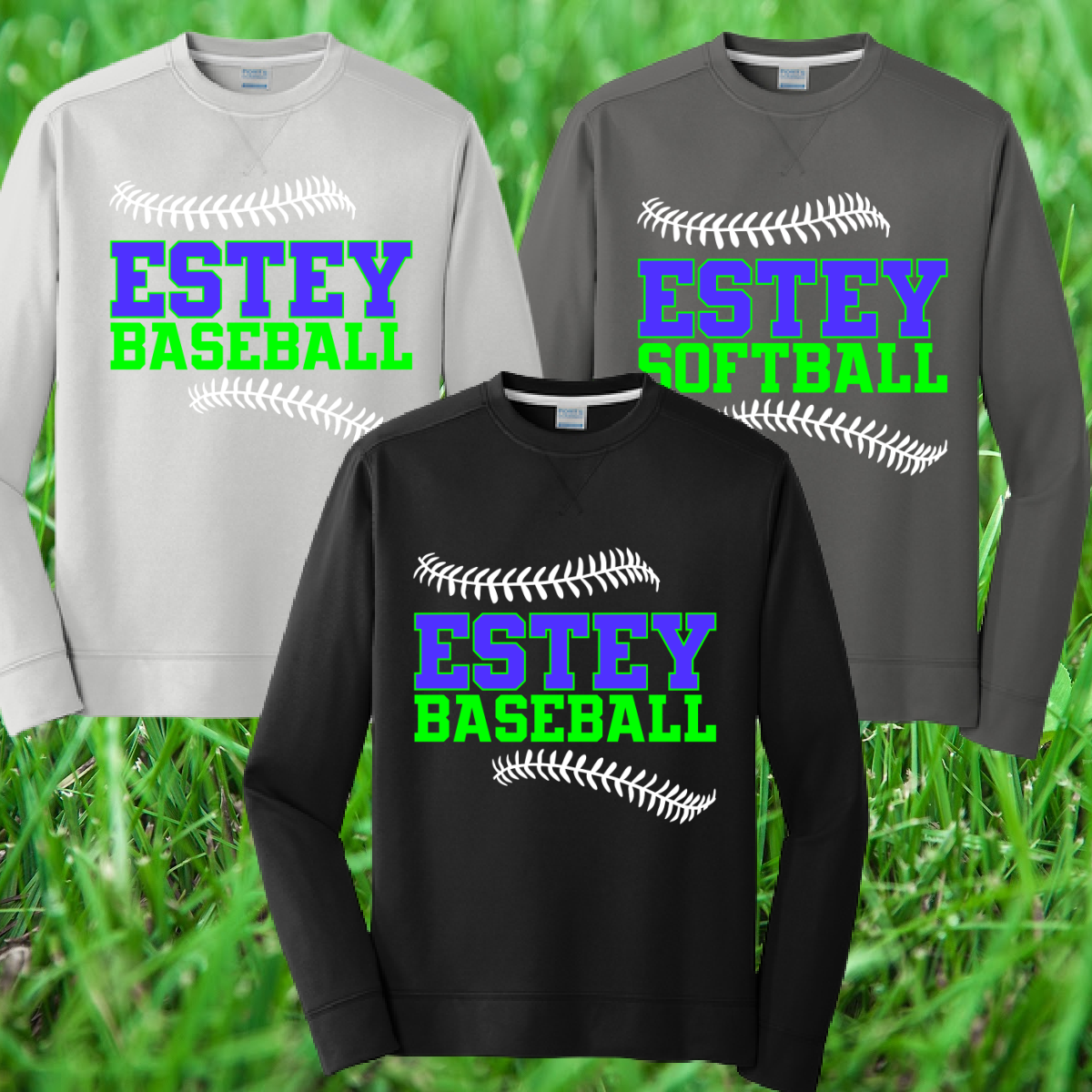 Estey Baseball - Stitches Logo Performance Crewneck Sweatshirt (Adult)