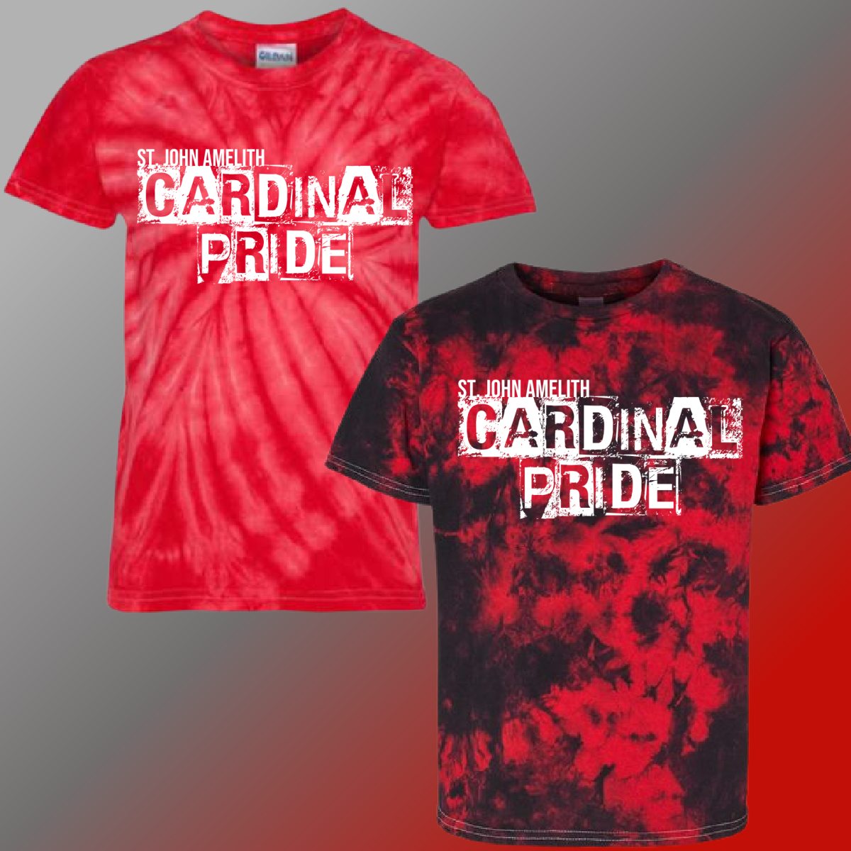 St. John Cardinals - Distressed Block Tie Dye Tee