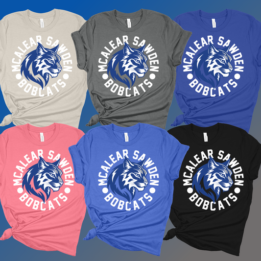 McAlear Sawden Bobcats - Round NEW Mascot Premium Tee (Youth & Adult) - MADE TO ORDER/TWO WEEKS