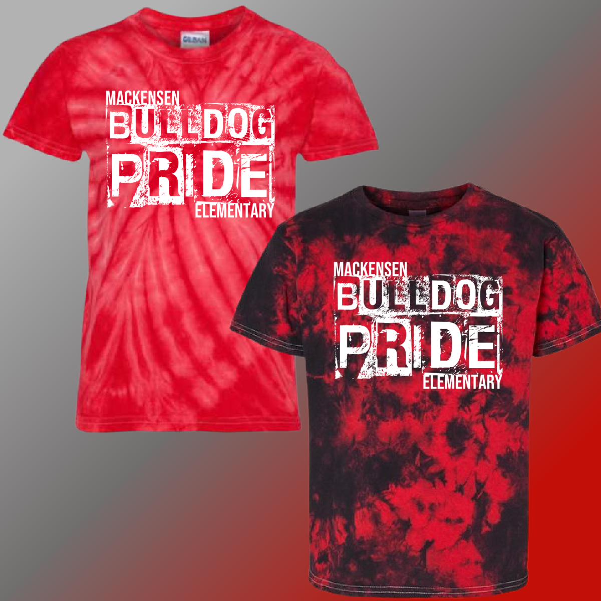 Mackensen Bulldogs - Distressed Block Tie Dye Tee - MADE TO ORDER/TWO WEEKS