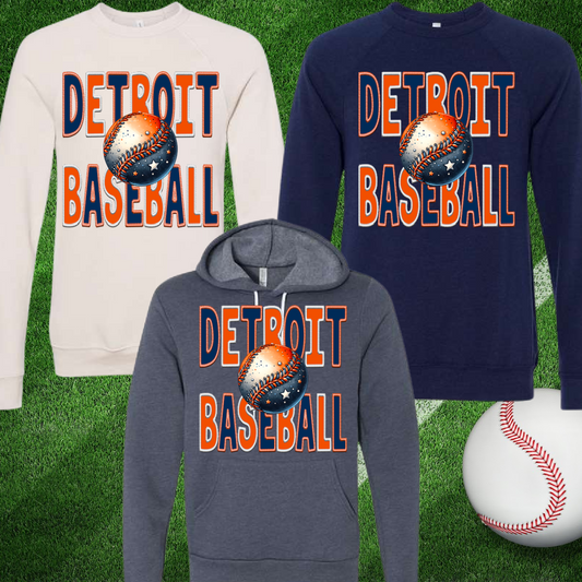 Detroit Baseball Faux Embroidery Premium Sweatshirts (Adult)