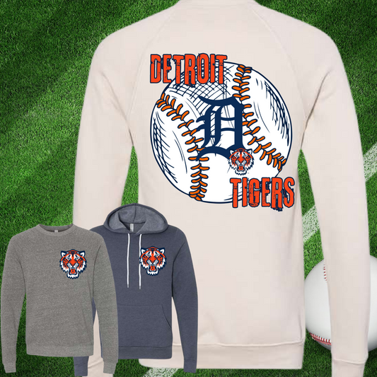 Detroit Baseball Back Design Premium Sweatshirts (Adult)