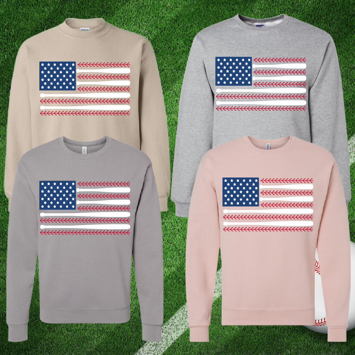 American Flag Baseball Basic Sweatshirt