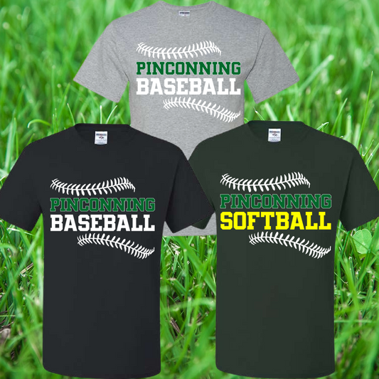 Pinconning Baseball/Softball - Stitches Basic Short or Long Sleeve Tee (Youth & Adult)