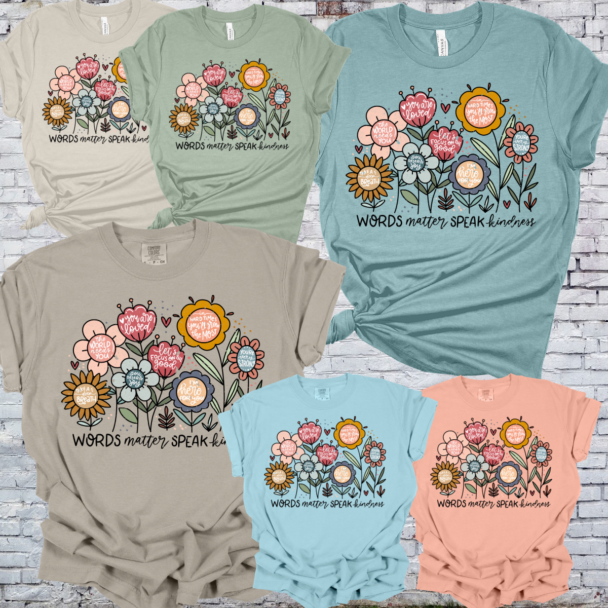Floral Words Matter Speak Kindness Tee