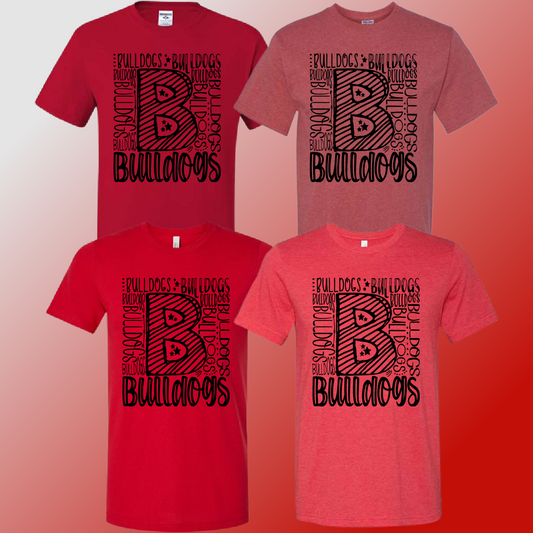 Mackensen Bulldogs - Red Collage Tee - MADE TO ORDER/TWO WEEKS