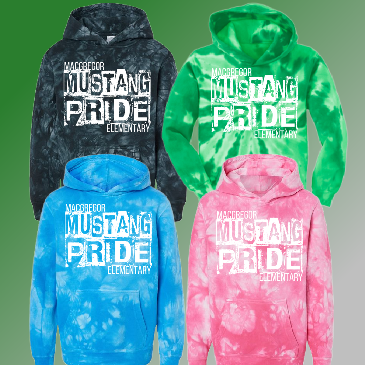 MacGregor Elementary - Distressed Block Tie Dye Hoodie (Youth & Adult)