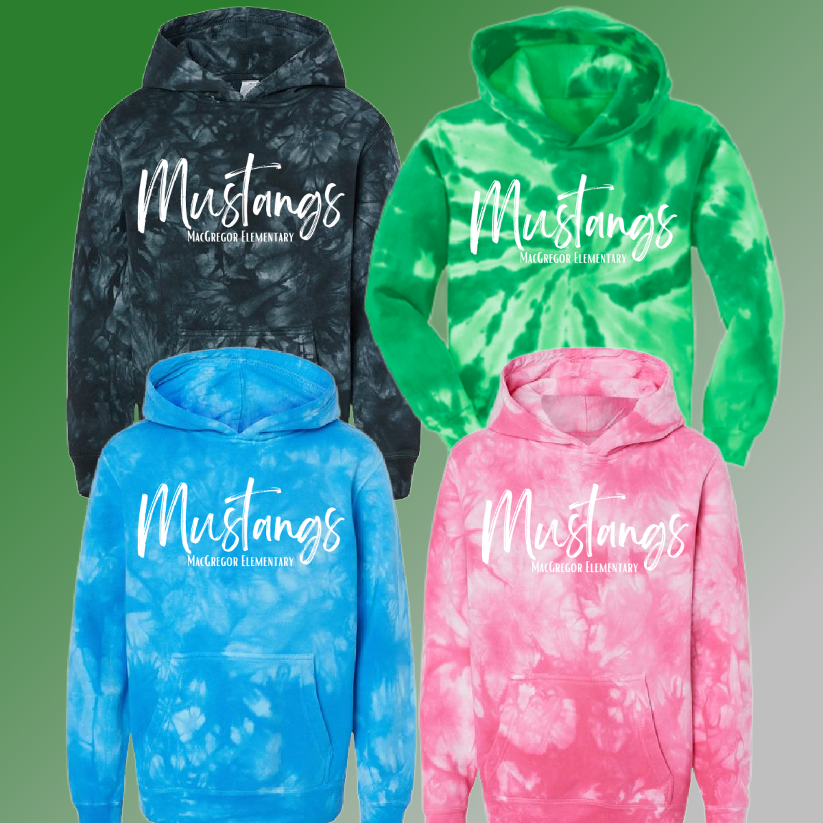 MacGregor Elementary - Simple Lettering Tie Dye Hoodie (Youth & Adult)