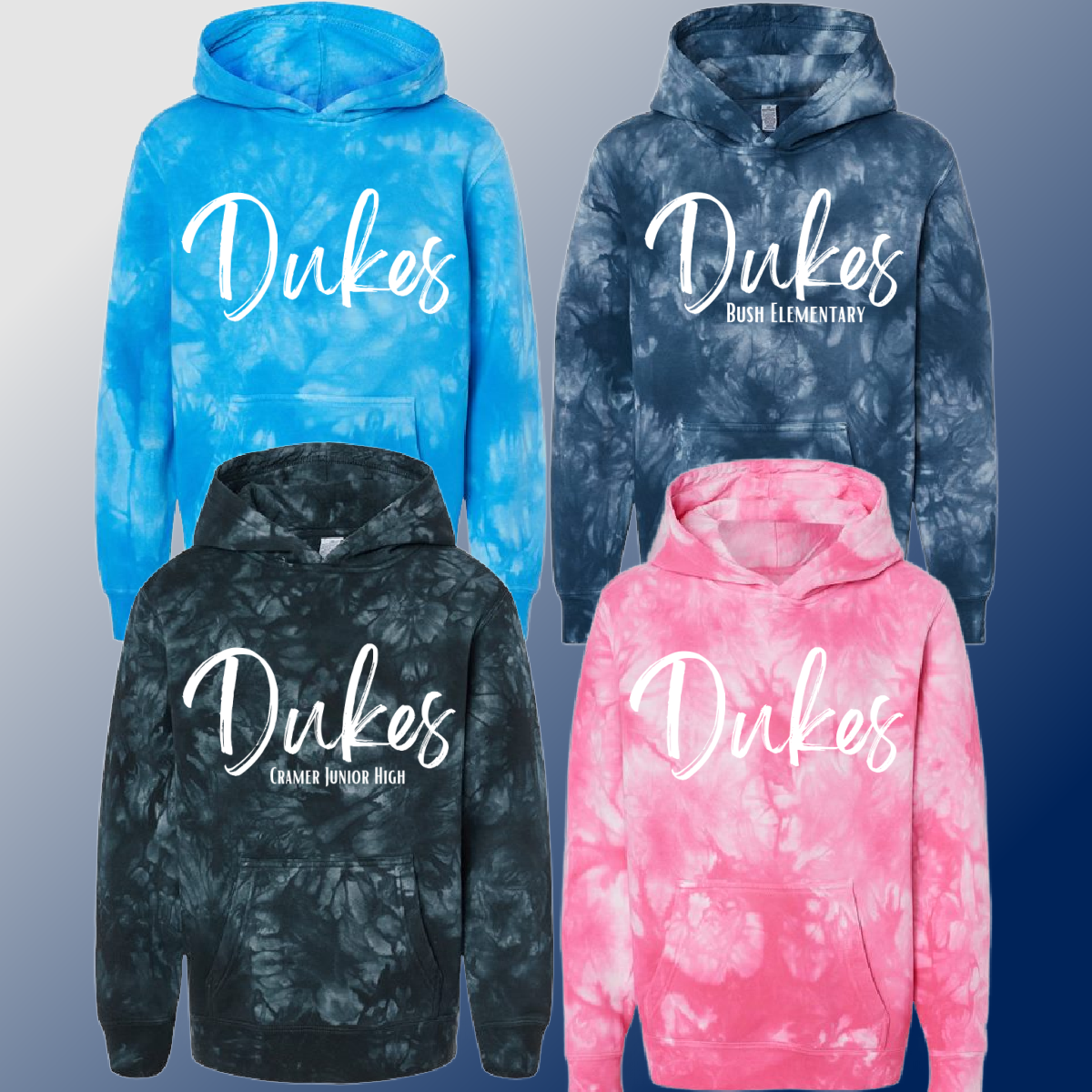 Dukes - Simple Script Tie Dye Hoodie (Youth & Adult)