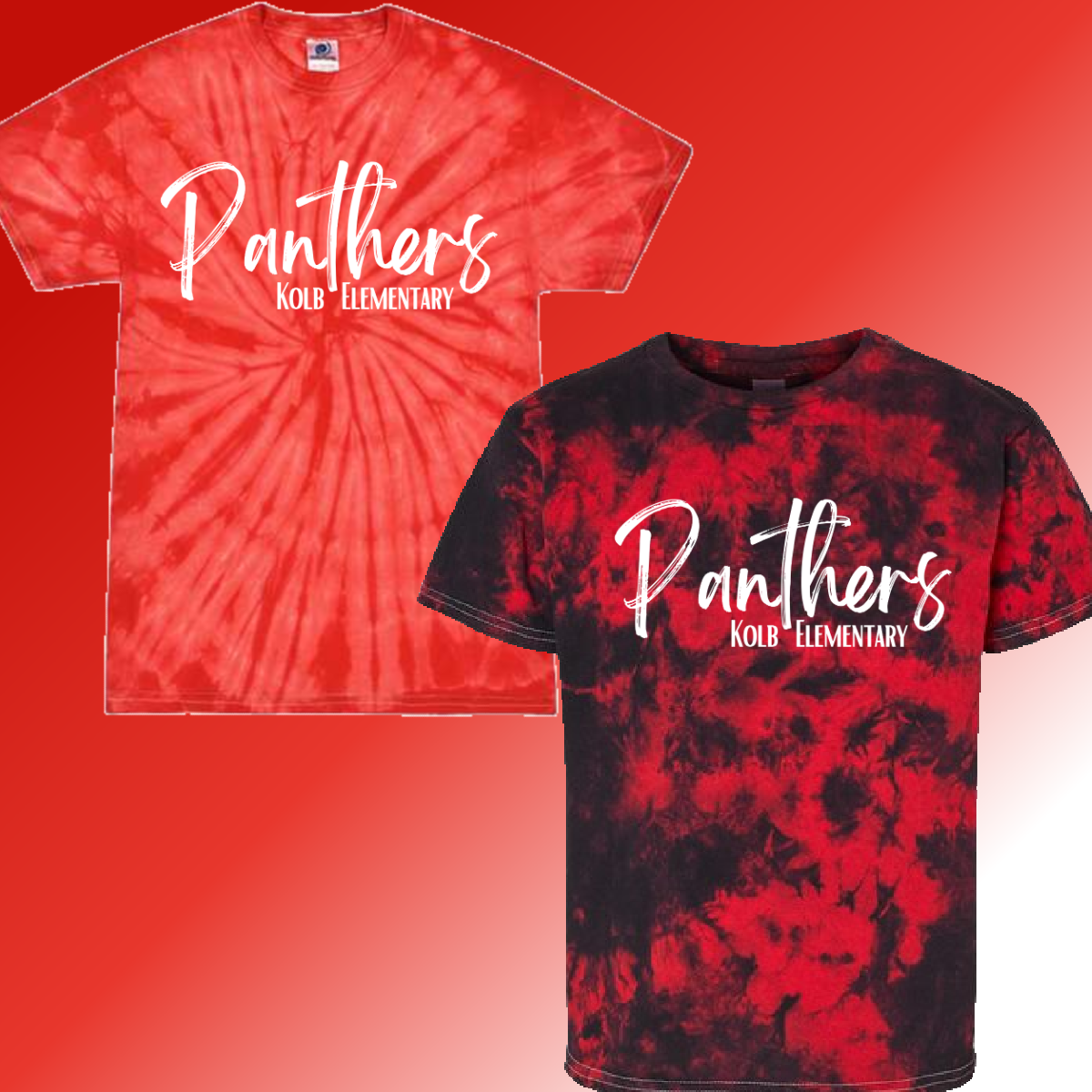 Kolb Elementary - Simple Script Tie Dye Tee (Youth & Adult) - MADE TO ORDER/TWO WEEKS